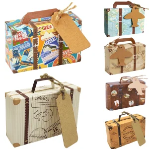 Mini valise Vintage, coffrets cadeaux de fête, cadeaux de mariage, thème de voyage, décoration de fête d&rsquo;anniversaire, fournitures de réception nuptiale