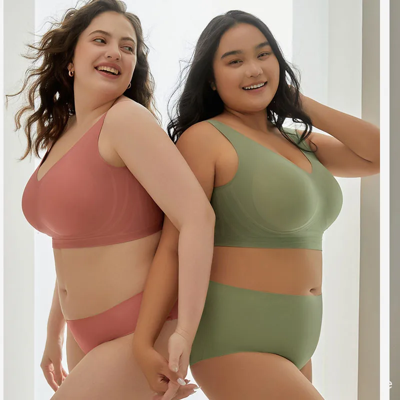 m 5xl pour 40 120kg grande taille femmes soutien gorge ensembles culottes dodues filles femmes grande poitrine petit anti affaissement sans fil surdimensionné soutiens gorge