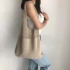 sac à main de grande capacité pour femme, fourre tout de styliste, de plage, décontracté, creux, tissé, pour Été