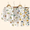 Ensembles pour enfants coton enfants vêtements à manches longues/courtes maison vêtements de nuit vêtements pour enfants garçon fille automne hiver hauts pantalons costumes