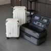 valise en matériau pc de grande capacité, bagage de voyage à compartiment profond de 20/28/32/34 pouces avec serrure à combinaison, coque rigide à ouverture latérale