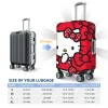 housse de valise de dessin animé chat hello kitty rouge, étui de bagages utile pour vacances, protection de voyage