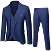 costume xs 6xl (blazer + gilet + pantalon), mode business gentleman style italien, slim, couleur unie, costume professionnel pour marié de mariage