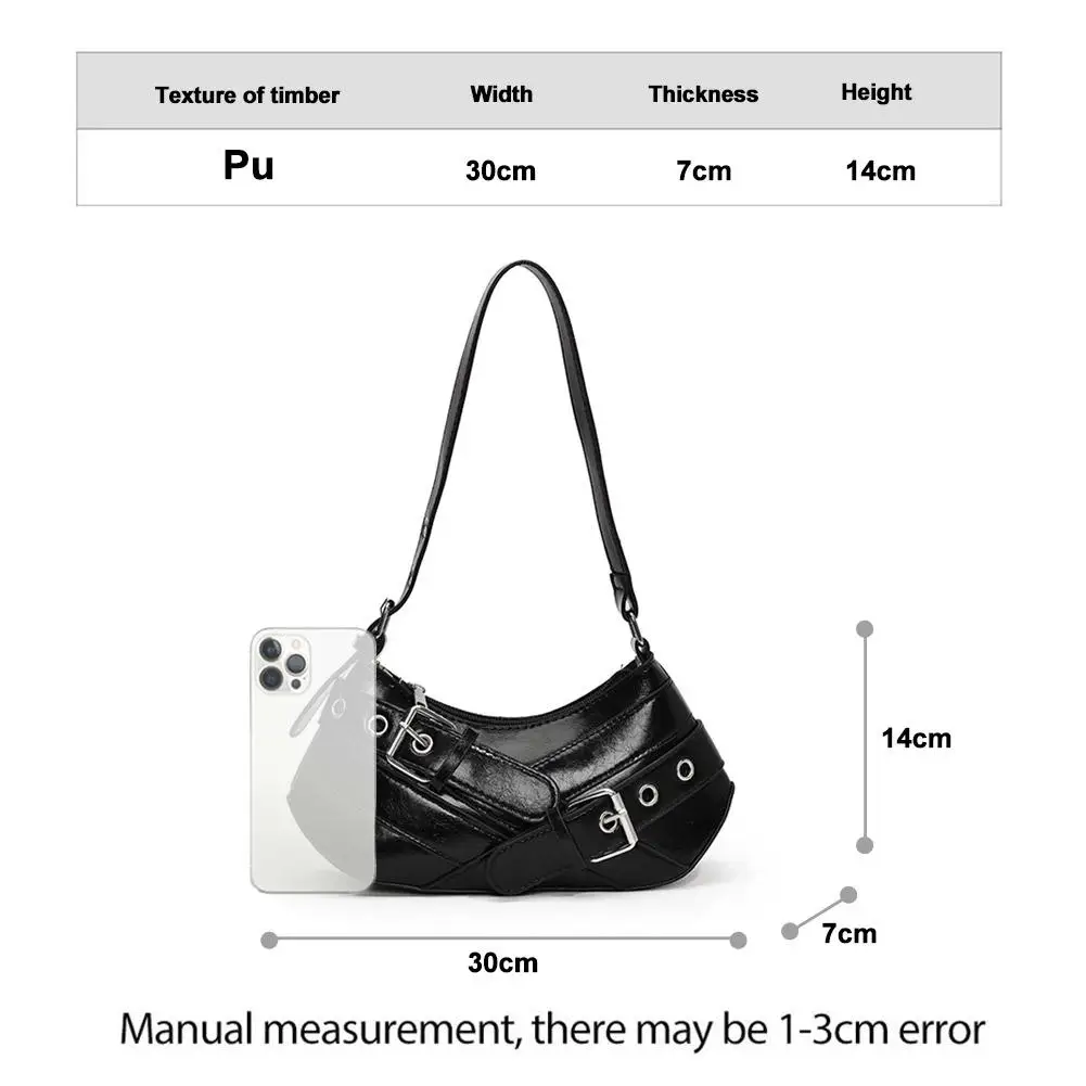sac à main vintage sous les bras, sac à aisselles pour fille, sac à bandoulière simple pour moto, polyvalent, style punk, sac à main décontracté