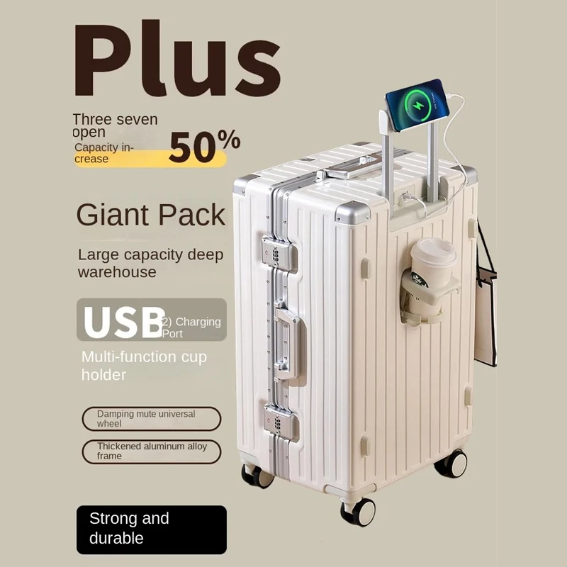 valise de grande capacité 30 pouces, robuste et durable abs + pc, bagages roulants, cadre en aluminium, boîtier de chariot de cabine, boîte d'embarquement de 20 pouces