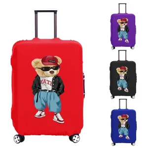 Juste de protection élastique pour valise de voyage, housses anti-poussière, adaptée aux valises de 18 à 32 pouces, veste ours, mode