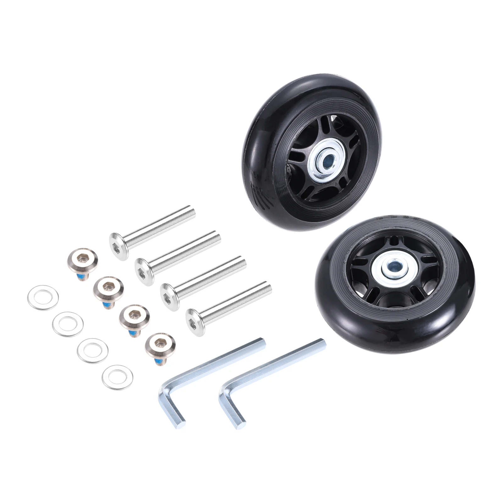 2 jeux de roues à bagages de remplacement, valise universelle pivotante en caoutchouc, roulettes à deux angles de conner, roulements à main 68/75/78mm x 24mm