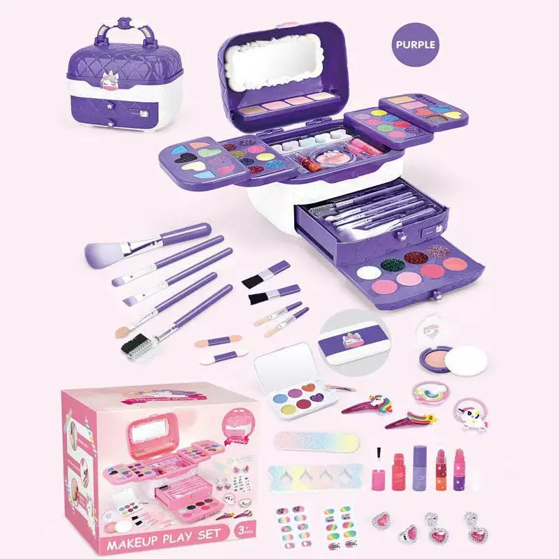 kit de jouets de maquillage pour enfants, coffret de cosmétiques de simulation, jeu de déguisement pour petite fille, jeu de simulation, matériau respectueux de l'environnement