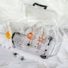 mini boîte de rangement transparente en forme de valise, étui en plastique décoratif avec poignée, bijoux et bonbons miniatures pour la maison et le bureau, 7.5x5cm