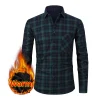 chemise à manches longues pour hommes, taille américaine, automne hiver, chaud, polaire épaisse, plaid, grande taille, mode, fer gratuit