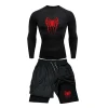 combinaison de compression hommes t shirts + pantalons fitness boxe muay thai shorts vêtements hommes rashguard jiu jitsu ensembles de gymnastique maillots bjj boxeo