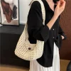 sac à main tricoté à la main pour femmes, sac à bandoulière simple kaki beige bohème, réutilisable, style japonais, sac de voyage décontracté