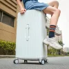 valise de voyage durable de grande capacité pour hommes, conception assise, verrouillage par mot de passe, sac de transport, matériau en fiber de carbone, roues universelles