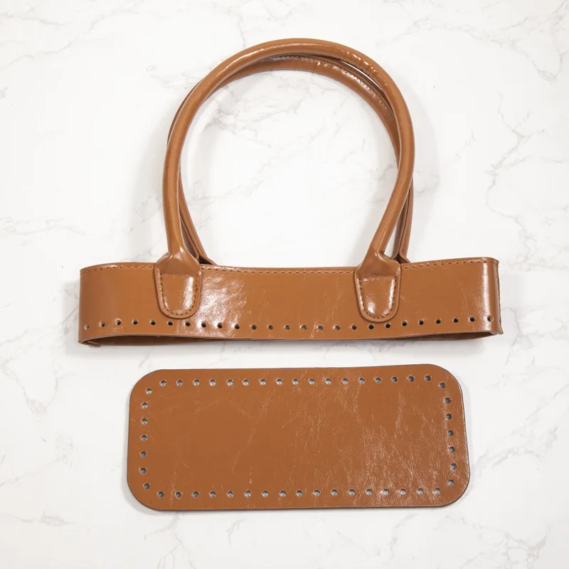 sac en cuir à double poignée pour femmes, matériel de bricolage, matériaux de tissage cousus à la main, accessoires de sac en rotin