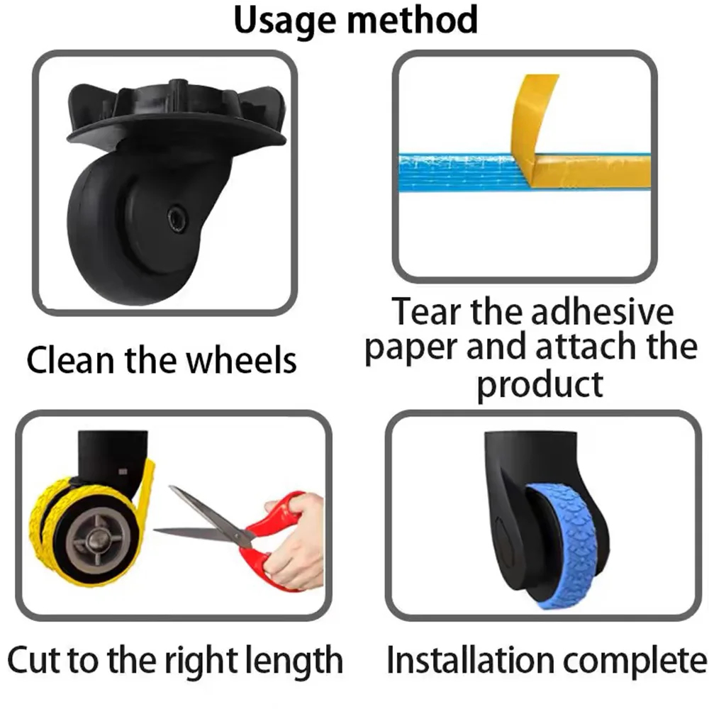 Étui de protection de roue de valise en silicone, 4 pièces, avec son silencieux, roulettes pour bagages de voyage, chaussures, réduit le bruit, boîte de chariot, roulettes