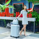 Ensemble de bagages de voyage à roulettes pour femmes, valise à cadre en aluminium, haute qualité, mode, nouveau, 20 « , 22 », 24/26 « , 2 pièces