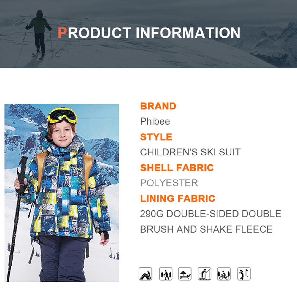 combinaisons de ski pour enfants, vêtements de neige pour enfants, coupe vent, imperméable, veste de ski chaude pour filles et garçons, pantalons à bavette, combinaisons de snowboard, tenues d'hiver