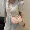 sac à main chic en forme de croissant pour femmes, avec nœud imprimé floral, design plissé, tendance, sac à bandoulière luxueux pour filles douces