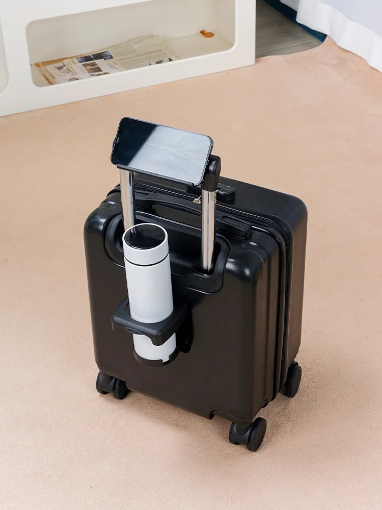 boîte à bagages à main de 14 pouces, valise de petite taille, roues pivotantes silencieuses simples et élégantes, adaptées aux hommes et aux femmes