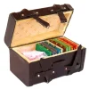 valise miniature vintage en cuir et bois pour maison de poupée, mini boîte à bagages, 1/12