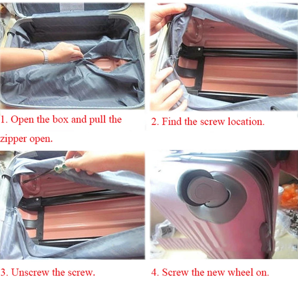 1 paire de roues de valise roulettes pivotantes roue de bagages silencieuse remplacement de roue de bagages de haute qualité pour accessoire de chariot de valise