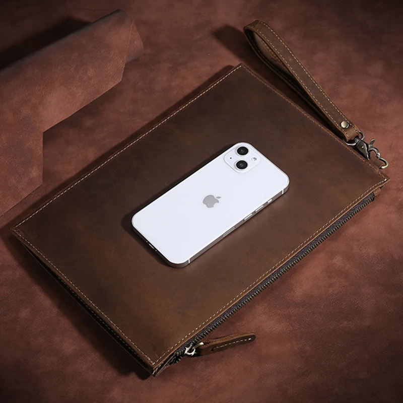 sac à main en cuir véritable pour hommes, pocommuniste de jour, porte cartes à bracelet de luxe, pochette à fermeture éclair, portefeuilles de créateurs, sac à main bolso, nouveau