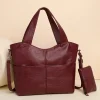 Sac à main de grande capacité pour femmes, Design Simple, sac à bandoulière en cuir souple, fourre-tout de Style urbain avec fermeture à glissière