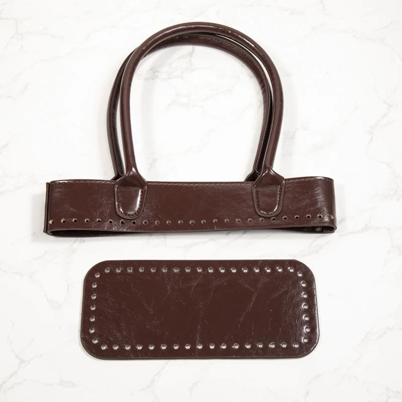 sac en cuir à double poignée pour femmes, matériel de bricolage, matériaux de tissage cousus à la main, accessoires de sac en rotin