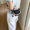 sac à main chic et tendance pour femmes, sac à bandoulière léger et élégant avec cordon de serrage, sangle en chaîne de perles, sac seau pour voyage en plein air