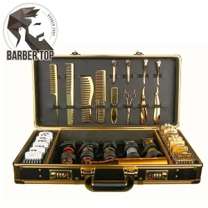 Mallette de rangement pour outils de coiffure, valise en aluminium doré, boîte à outils de voyage professionnelle, grande capacité, transport de cosmétiques de beauté