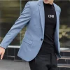 2025 Slim Fit mode costumes M-4XL haute qualité britannique décontracté couleur unie petit costume pour beaux hommes tout ajustement