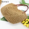 sac à main en paille tissé à la main pour femmes, fourre tout de plage creux, sac de voyage initié, mode