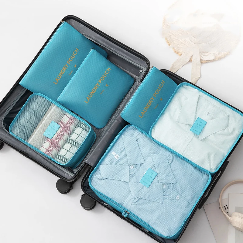 sac d'organisation de valise portable en six pièces pour vêtements de voyage, essentiels de beauté