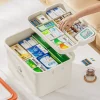 boîte à médicaments de grande capacité, kit médical portable de premiers secours à domicile, boîte à médicaments d'urgence familiale avec étui de stockage de médicaments multicouche