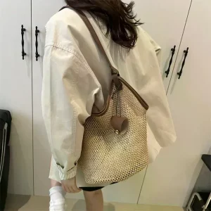 Sac à main Chic en paille pour vacances à la plage, fourre-tout de grand Volume, sac de banlieue pour filles, sac décontracté universel à la mode pour femmes, cadeau