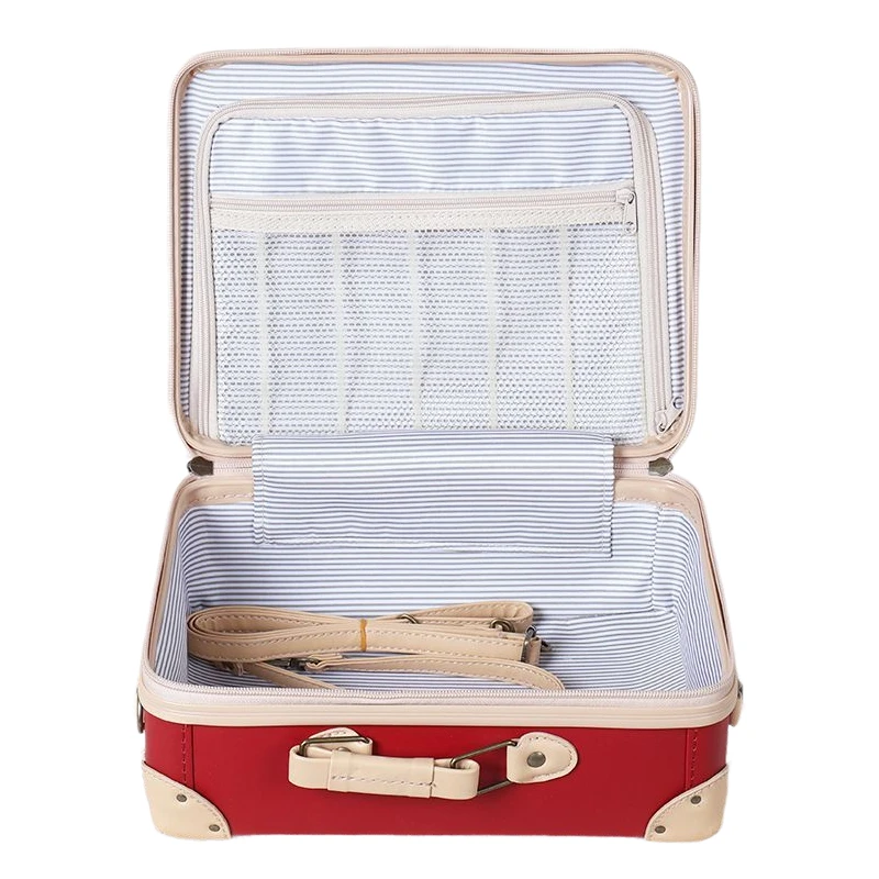 valise à main mignonne vintage de 14 pouces pour femmes, mini sac de voyage cosmétique avec organisateur de maquillage, bagage de cabine élégant
