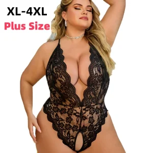 XL-4XL grande taille femmes vêtements noir évider Body Sexy femme corps une pièce dentelle Lingerie érotique entrejambe robe fétiche XL-4XL grande taille femmes vêtements noir évider Body Sexy femme corps une pièce dentelle Lingerie érotique entrejambe robe fétiche