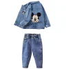 ensembles de vêtements pour enfants printemps automne bébé garçons filles mickey mouse minnie coton denim veste manteau + jean pantalon 2pce costume décontracté