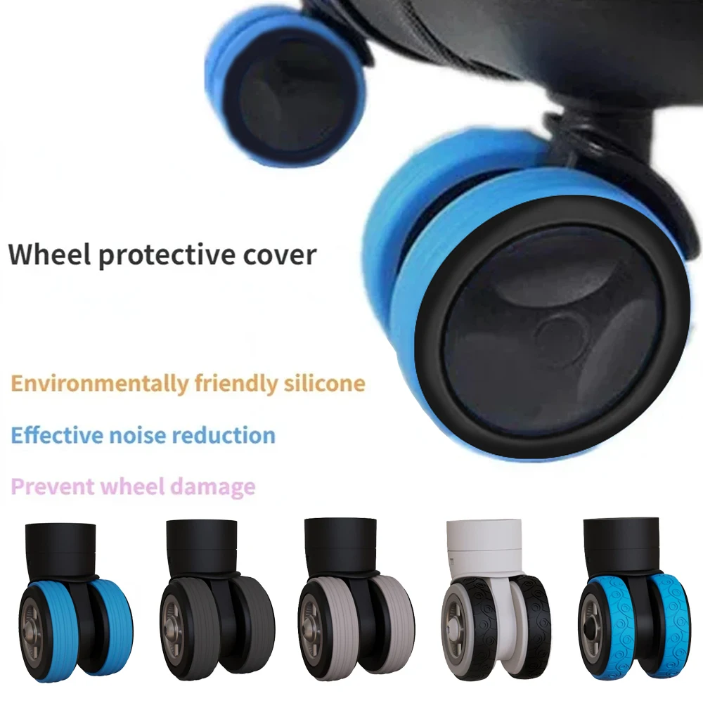 protecteur de roues de bagages en silicone, 8/4 pièces, roulettes, chaussures, valise, étui de protection avec roues silencieuses, accessoires de couverture de protection