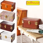 Valise Miniature pour maison de poupée 1:12, boîte à bagages en cuir Vintage, boîte de rangement, modèle de maison, décoration, jouet, accessoires pour maison de poupée