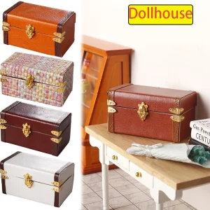 Valise Miniature pour maison de poupée 1:12, boîte à bagages en cuir Vintage, boîte de rangement, modèle de maison, décoration, jouet, accessoires pour maison de poupée Valise Miniature pour maison de poupée 1:12, boîte à bagages en cuir Vintage, boîte de rangement, modèle de maison, décoration, jouet, accessoires pour maison de poupée