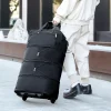 sac à bagages pliable de grande capacité, valise portable avec roulettes, bandoulière cachée, matériau en nylon durable pour voyage et transport