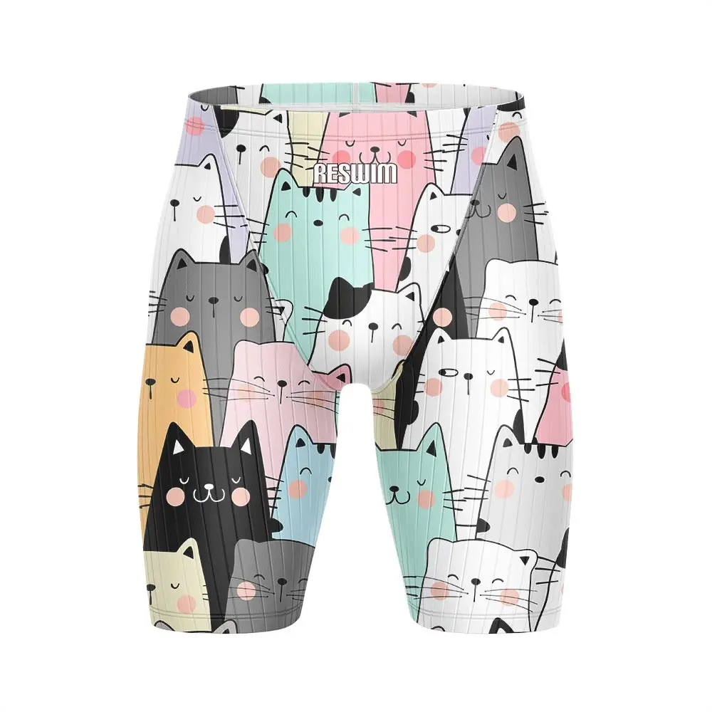 short de bain imprimé chats d'été pour homme, maillot de bain d'entraînement athlétique de dessin animé, pantalon de surf et de plongée