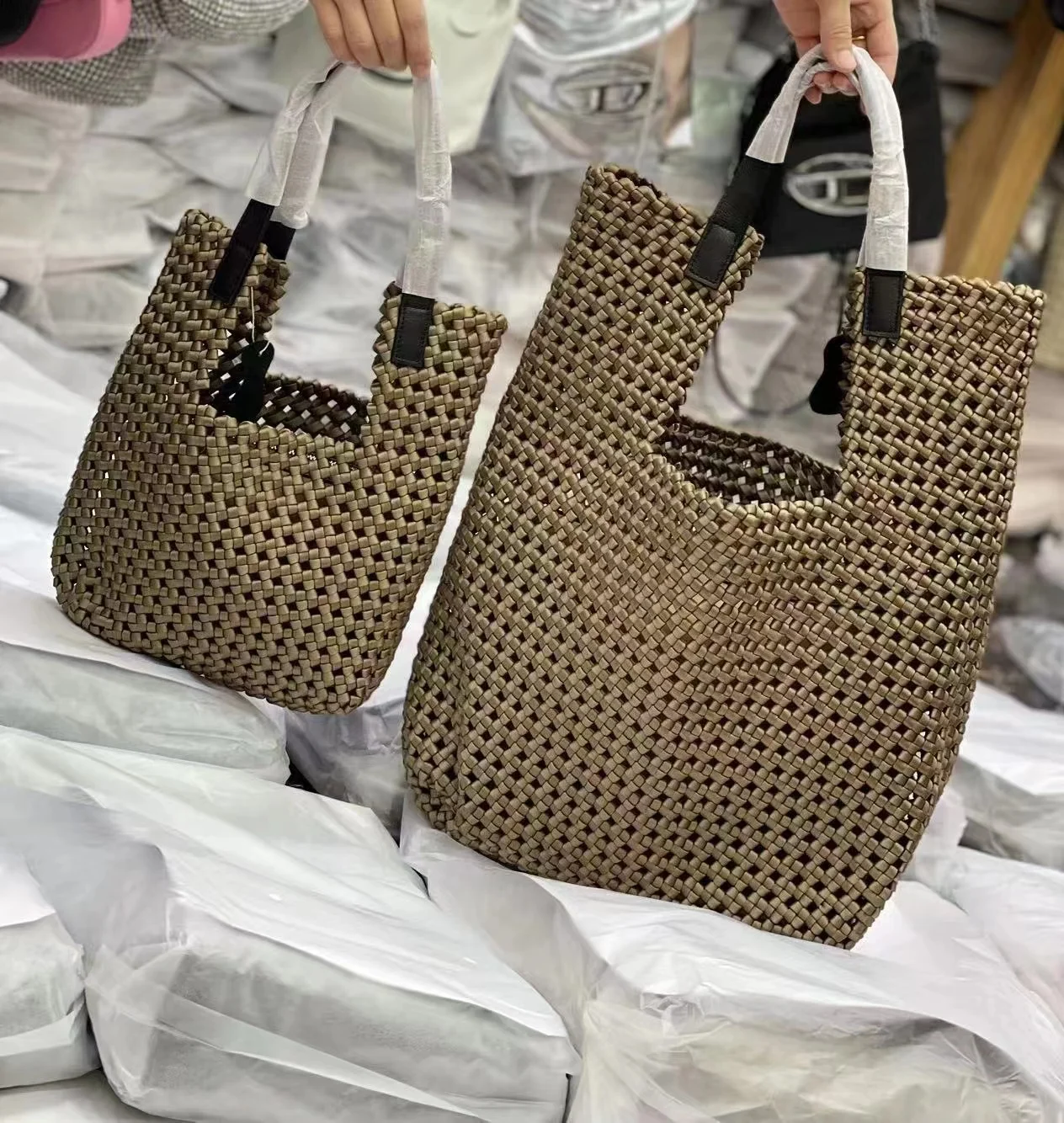 sac à main tissé en néoprène pour femme, grand sac fourre tout, sacs seau, cadeau d'immersion, designer de luxe, f. c.