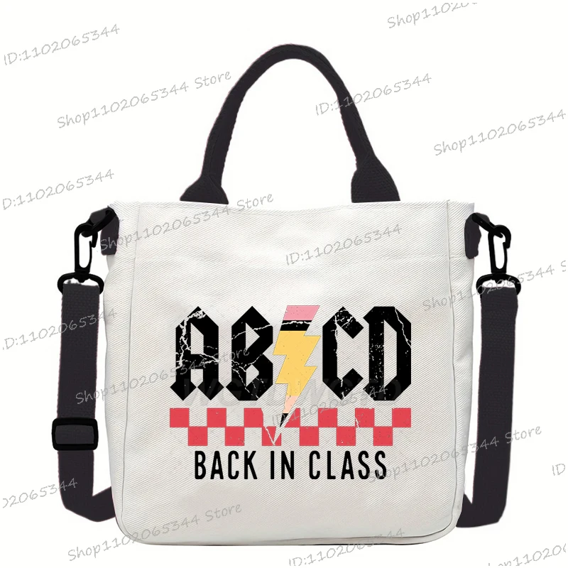 nouveau sac à main d'école de créateur drôle retour à l'école imprimé sac à bandoulière pour filles garçons mode enseignant cadeaux toile sacs à bandoulière