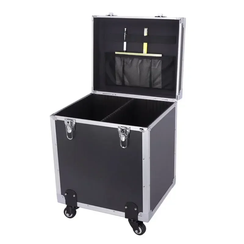boîte à outils portable avec roues en aluminium, valise d'évaluation, grande mallette de vol rigide, outils de rangement, boîtes de transport professionnelles