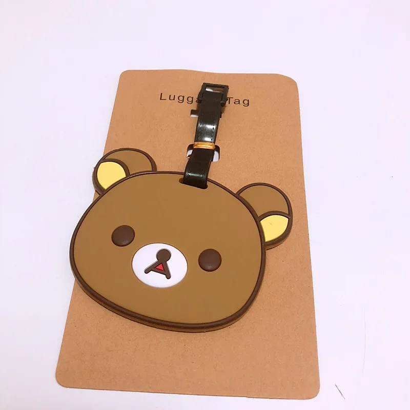 rilakkuma étiquette de bagage enfants anime ours décontracté valise anti perte étiquette carte d'embarquement organisateur de voyage accessoires enfants cadeau