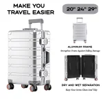 Ensemble de bagages durables de grande capacité, valise en aluminium pour femmes et filles, bagage à main pour voyage d’embarquement 2024 20/24/29