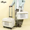 valise à roulettes double couche pour animaux de compagnie, 1 pièce, sac pour chat, valise push pull, grande capacité, deux sacs à main respirants pour chiens