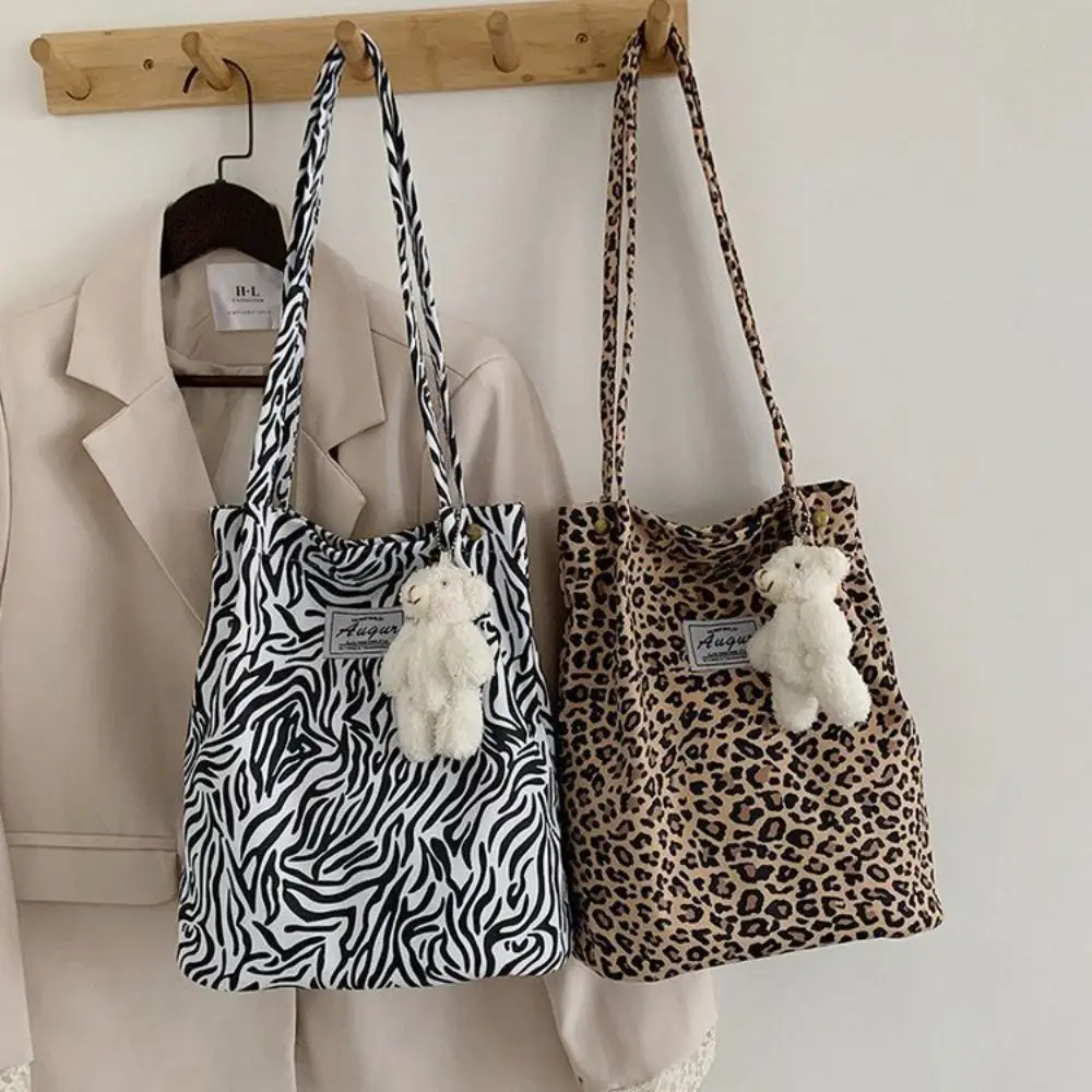 Grand sac fourre-tout Chic et décontracté, sac à bandoulière léopard pour dames, sac en toile, nouveau sac de Shopping imprimé pour étudiant Grand sac fourre-tout Chic et décontracté, sac à bandoulière léopard pour dames, sac en toile, nouveau sac de Shopping imprimé pour étudiant